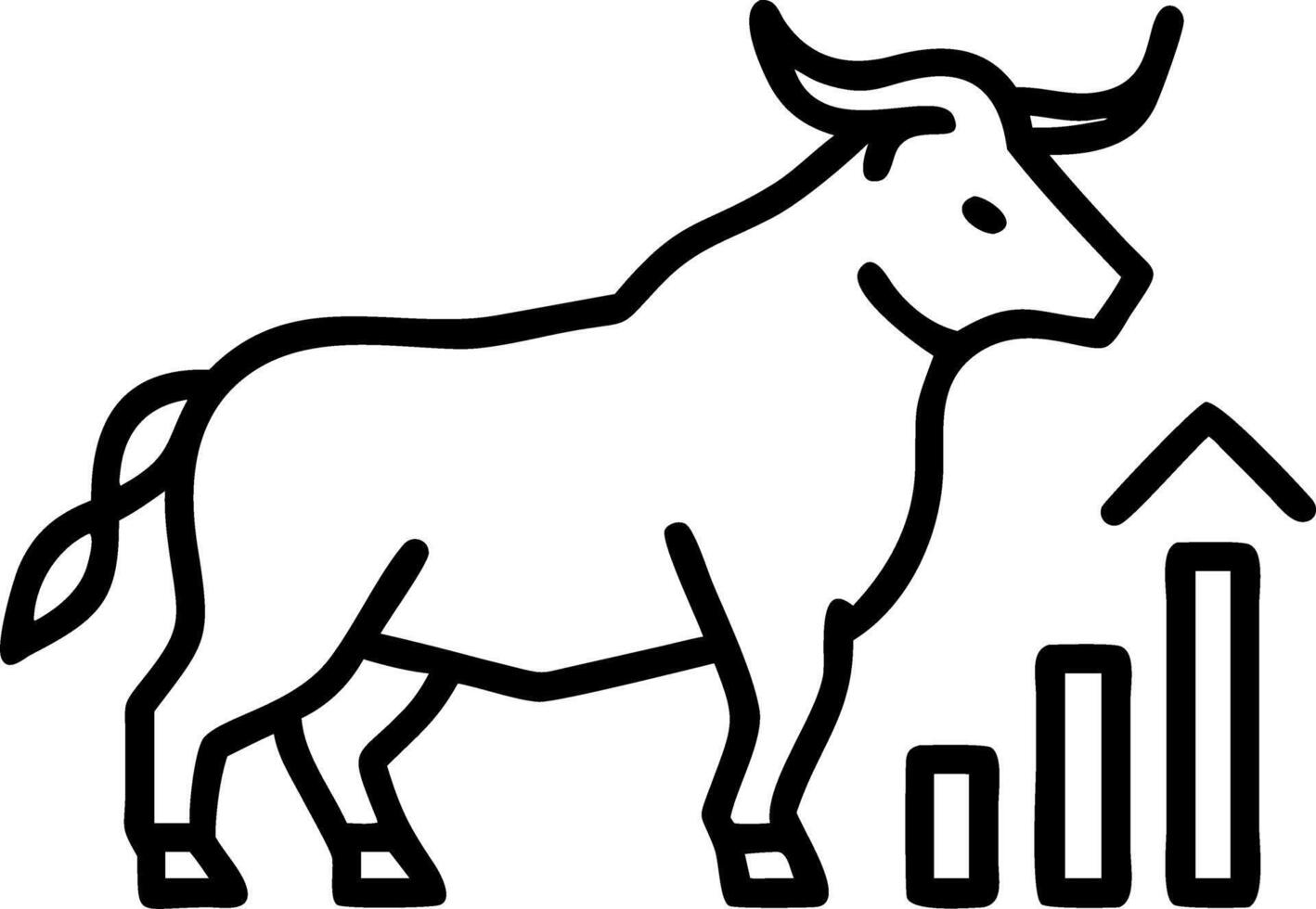 Bull stands confidently in front of stock chart symbolizing bullish market trend positive investor sentiment vector