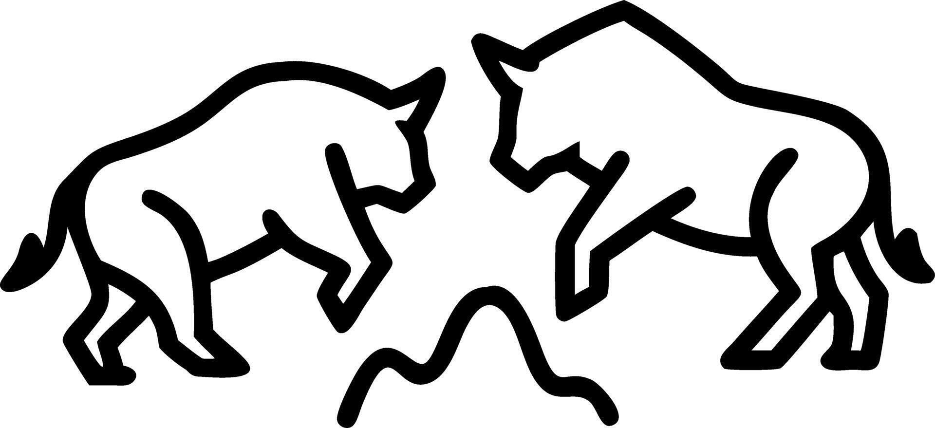Bull and bear fighting concept of stock market exchange or financial technology vector