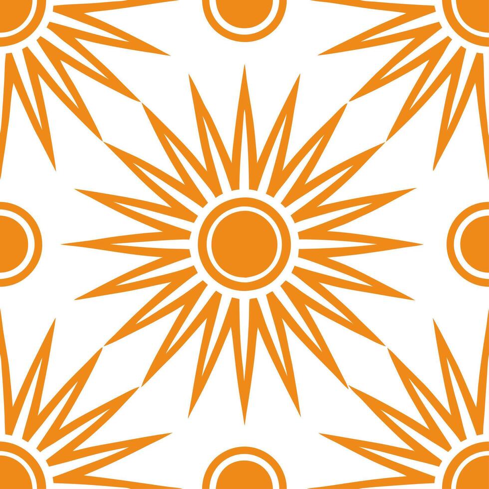 Bold summer sun seamless tile pattern with sun rays and orange gradients for energetic home decor Set 2 vector