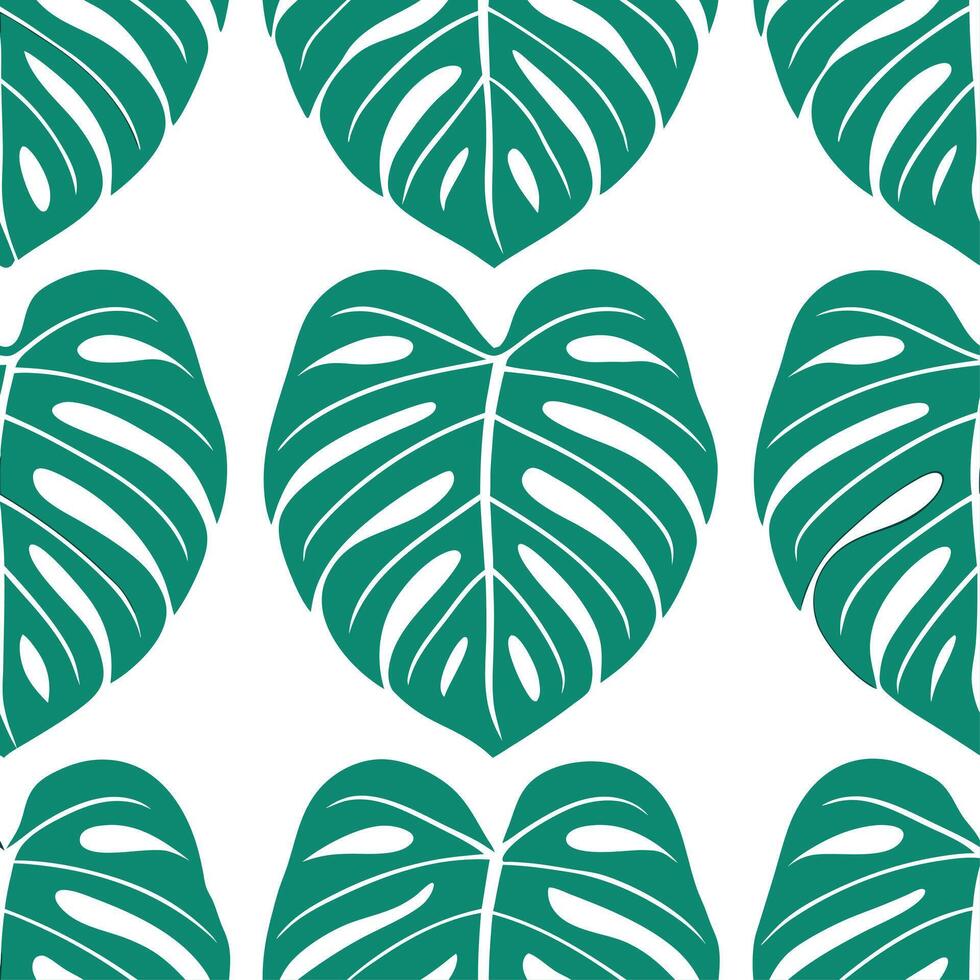 Bold summer leaves seamless tile pattern with giant tropical leaves and bright hues for vibrant interiors vector