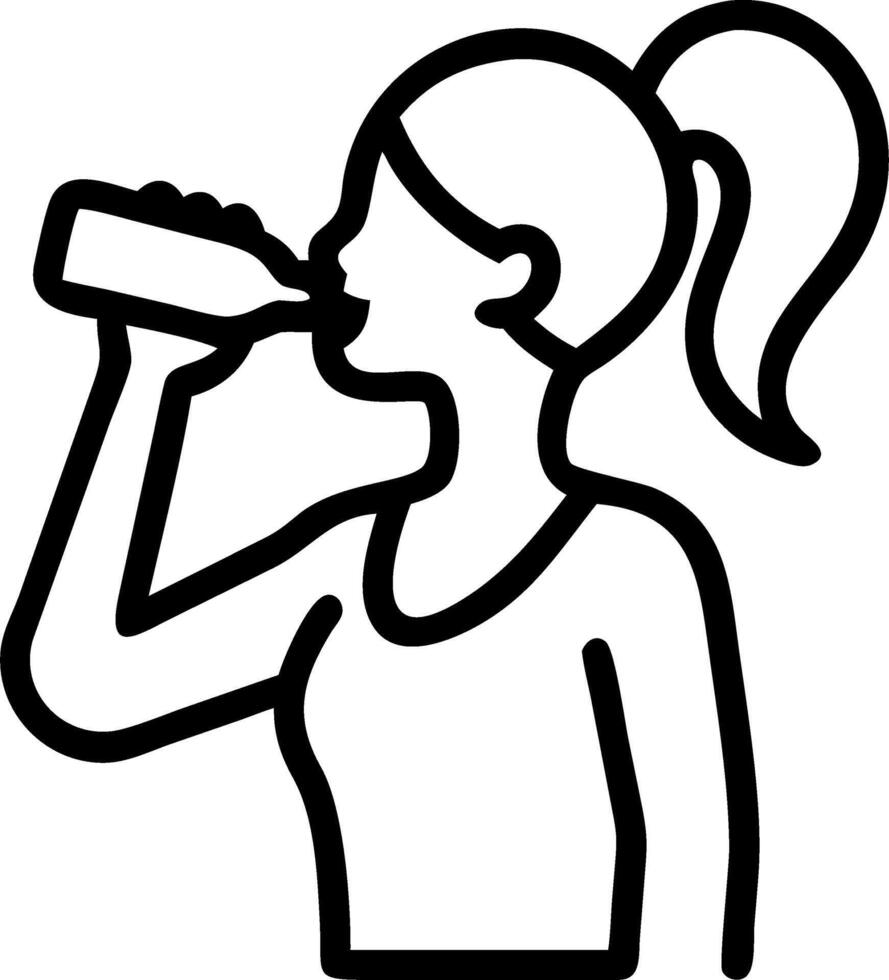 Beautiful woman standing drinking water from the bottle in the morning representing hydration health and active lifestyle vector