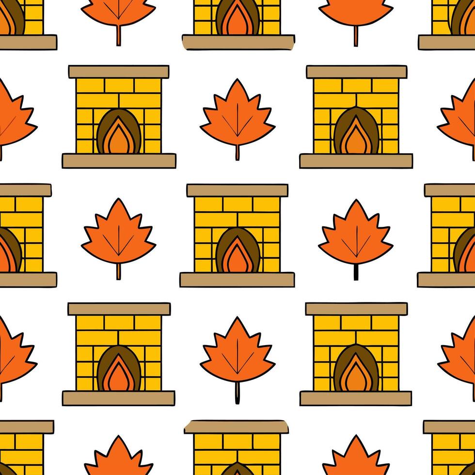 Autumn warmth seamless tile pattern with cozy blankets and golden maple leaves for inviting home decor Set 9 vector