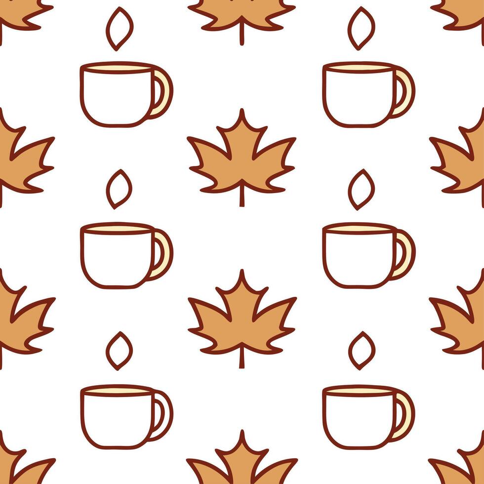 Autumn warmth seamless tile pattern with cozy blankets and golden maple leaves for inviting home decor Set 14 vector