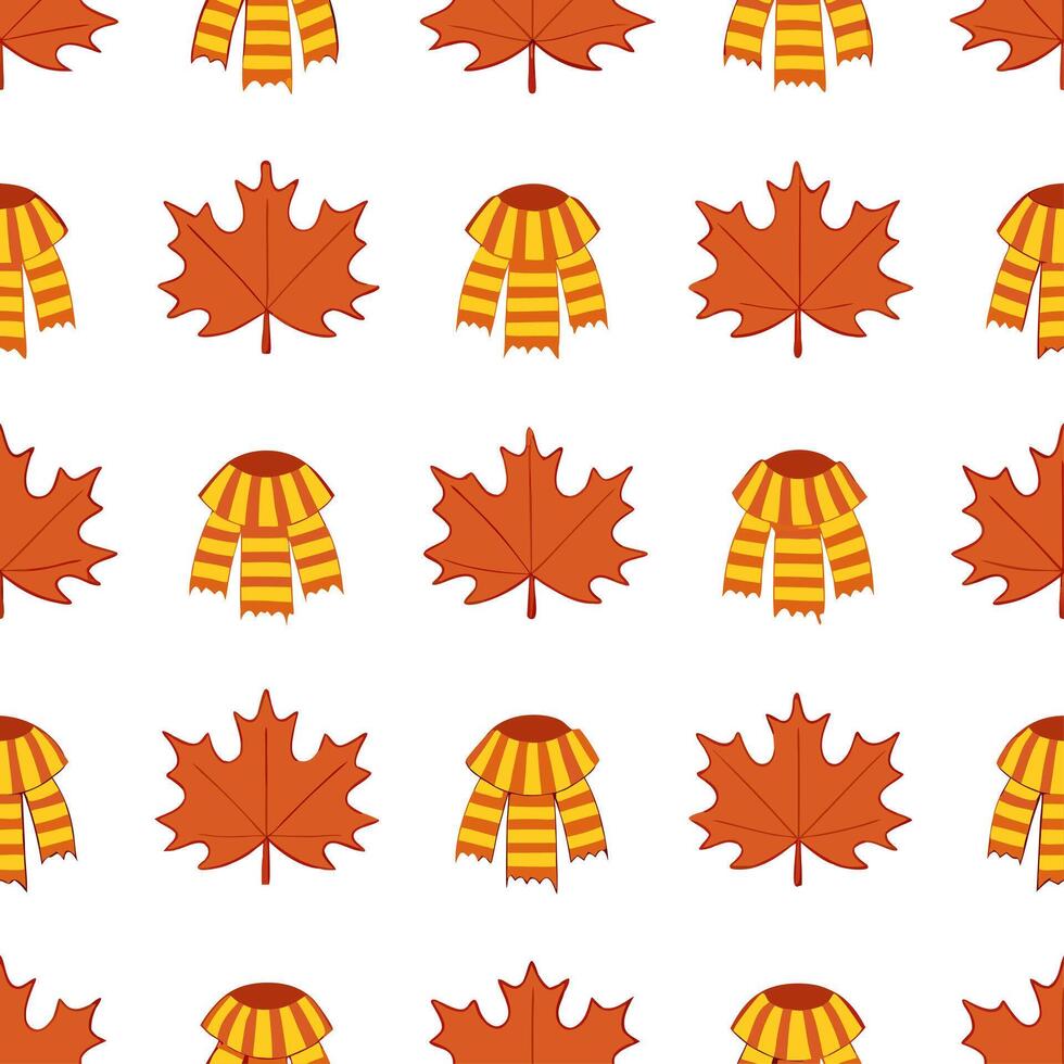 Autumn warmth seamless tile pattern with cozy blankets and golden maple leaves for inviting home decor Set 18 vector