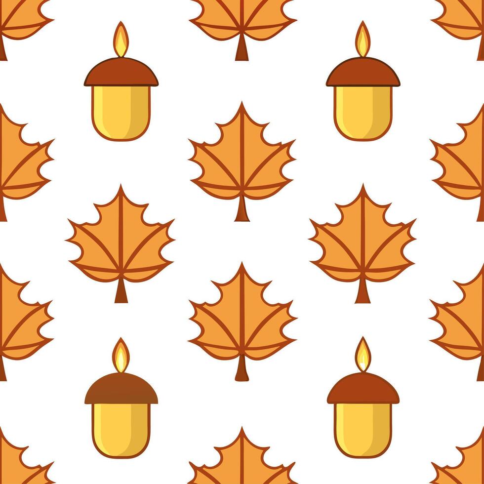 Autumn warmth seamless tile pattern with cozy blankets and golden maple leaves for inviting home decor Set 3 vector