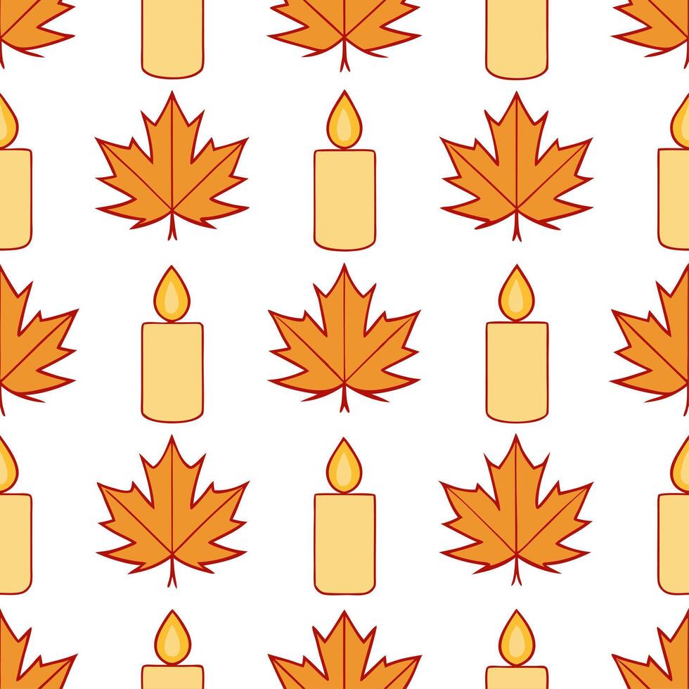 Autumn warmth seamless tile pattern with cozy blankets and golden maple leaves for inviting home decor Set 4 vector