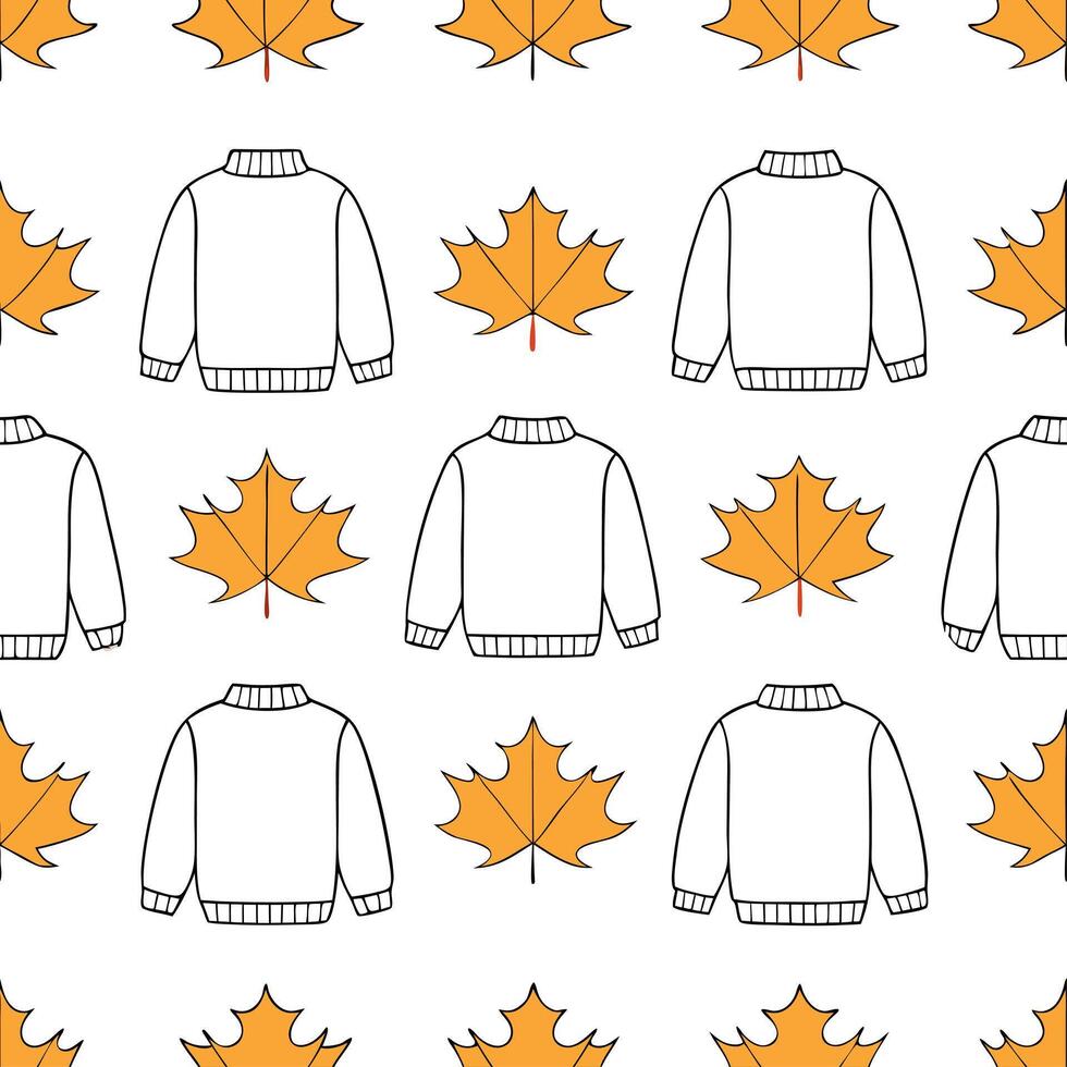 Autumn warmth seamless tile pattern with cozy blankets and golden maple leaves for inviting home decor Set 8 vector