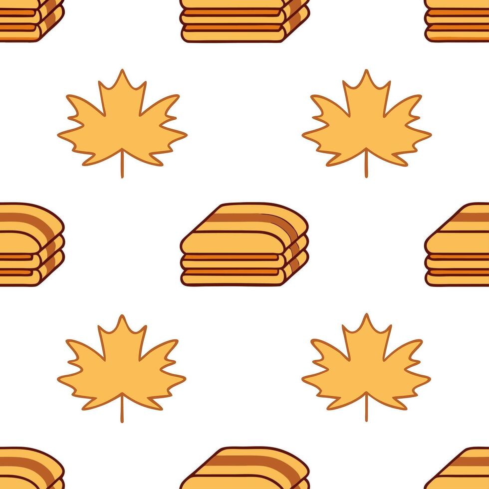 Autumn warmth seamless tile pattern with cozy blankets and golden maple leaves for inviting home decor Set 5 vector