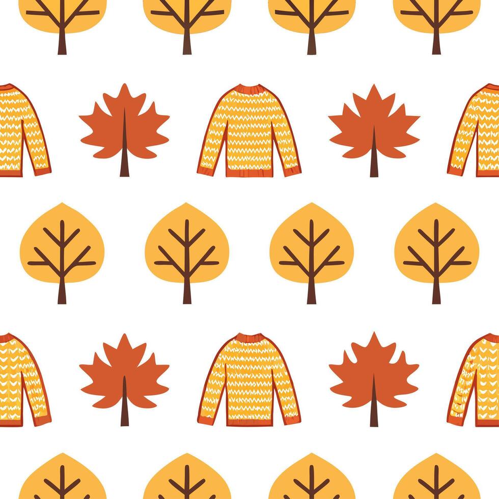 Autumn warmth seamless tile pattern with cozy blankets and golden maple leaves for inviting home decor Set 7 vector
