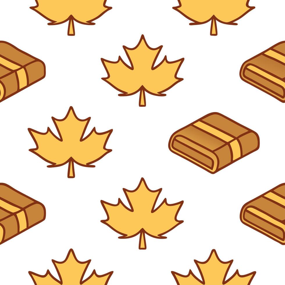 Autumn warmth seamless tile pattern with cozy blankets and golden maple leaves for inviting home decor Set 6 vector