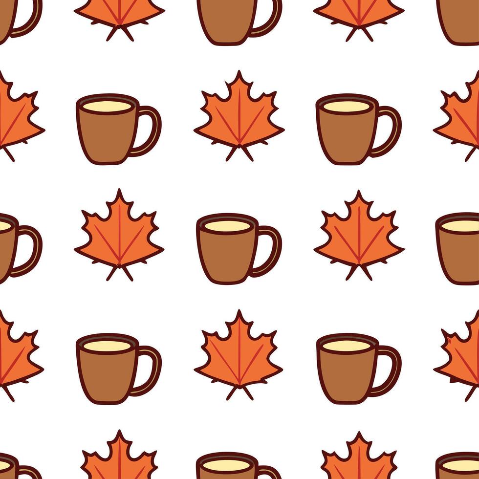 Autumn warmth seamless tile pattern with cozy blankets and golden maple leaves for inviting home decor Set 15 vector