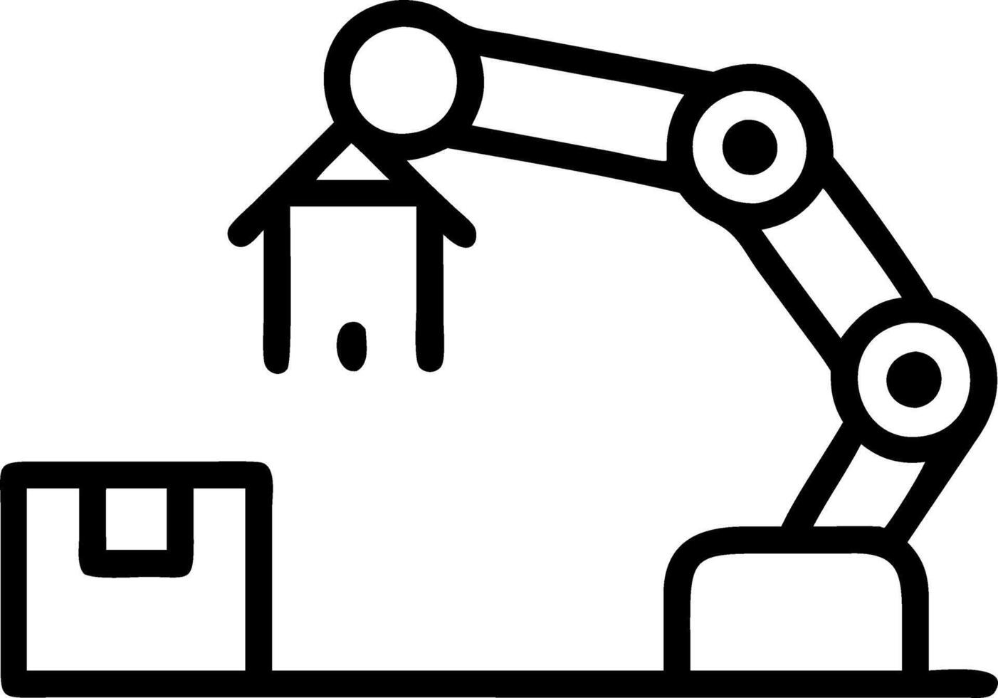 Automated robotic arm placing to cardboard box on to conveyor belt in to modern warehouse setting vector