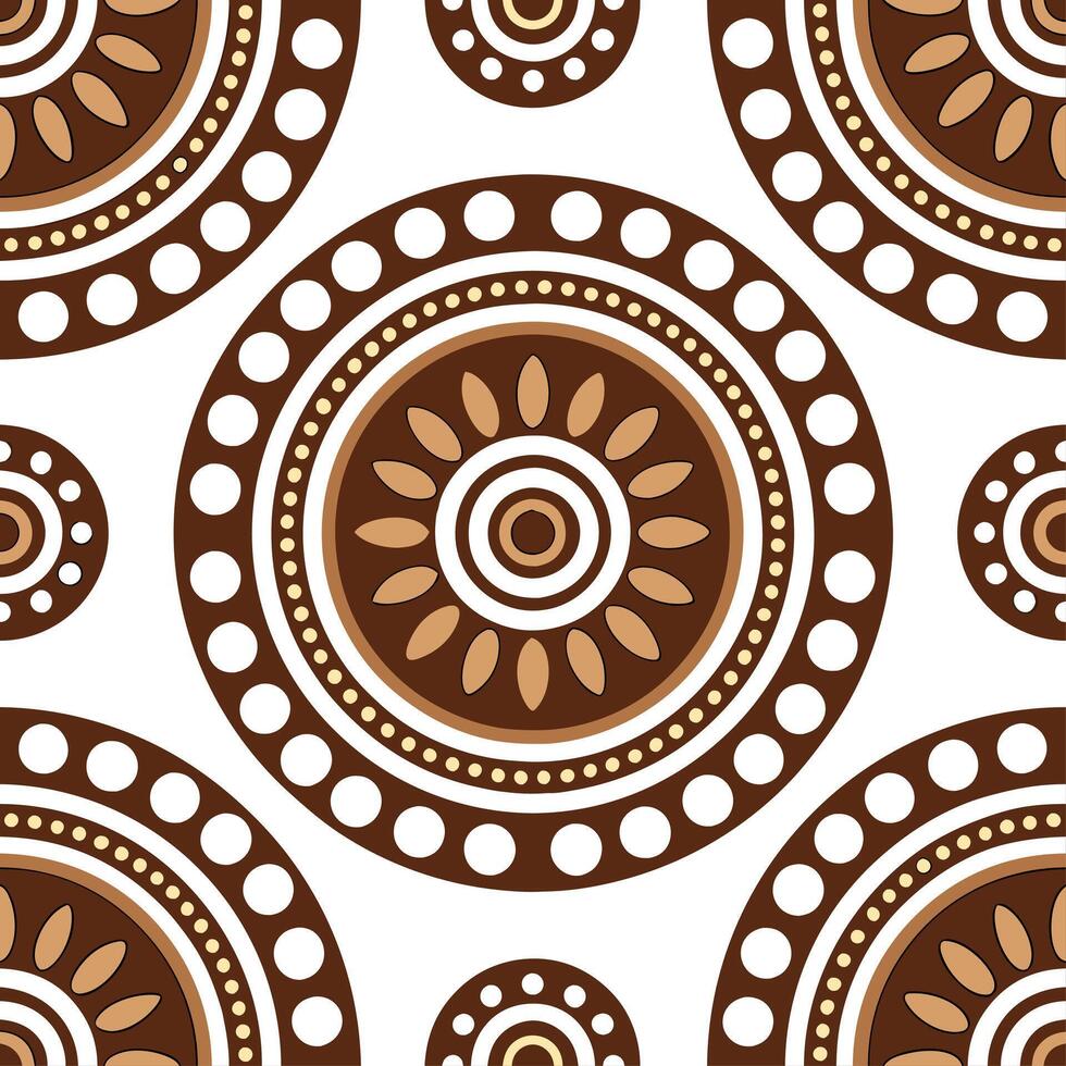 Australian Aboriginal patterns and dot art seamless tile pattern with earthy tones and traditional motifs for cultural decor vector
