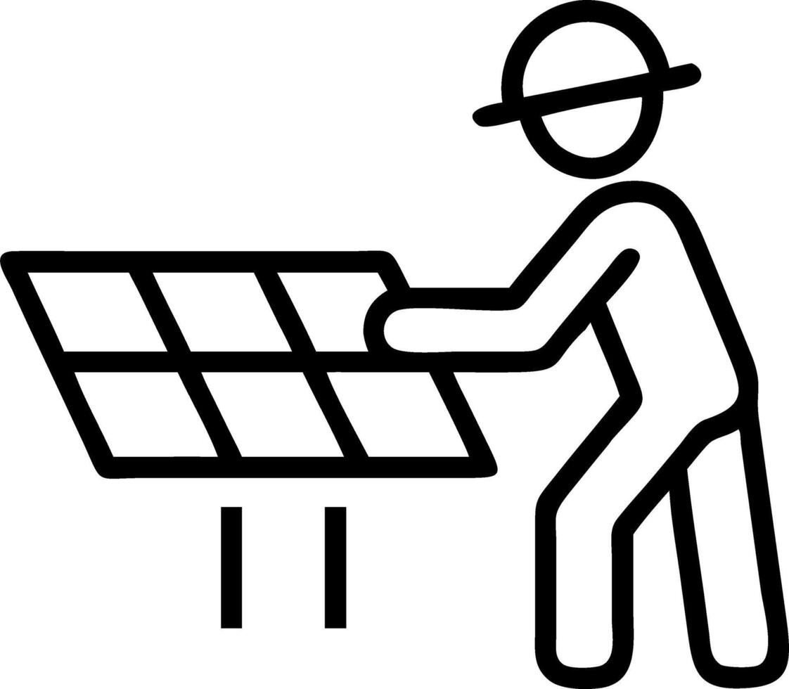 African American engineer maintaining solar panels rooftop ecological solar farm renewable clean energy technology vector
