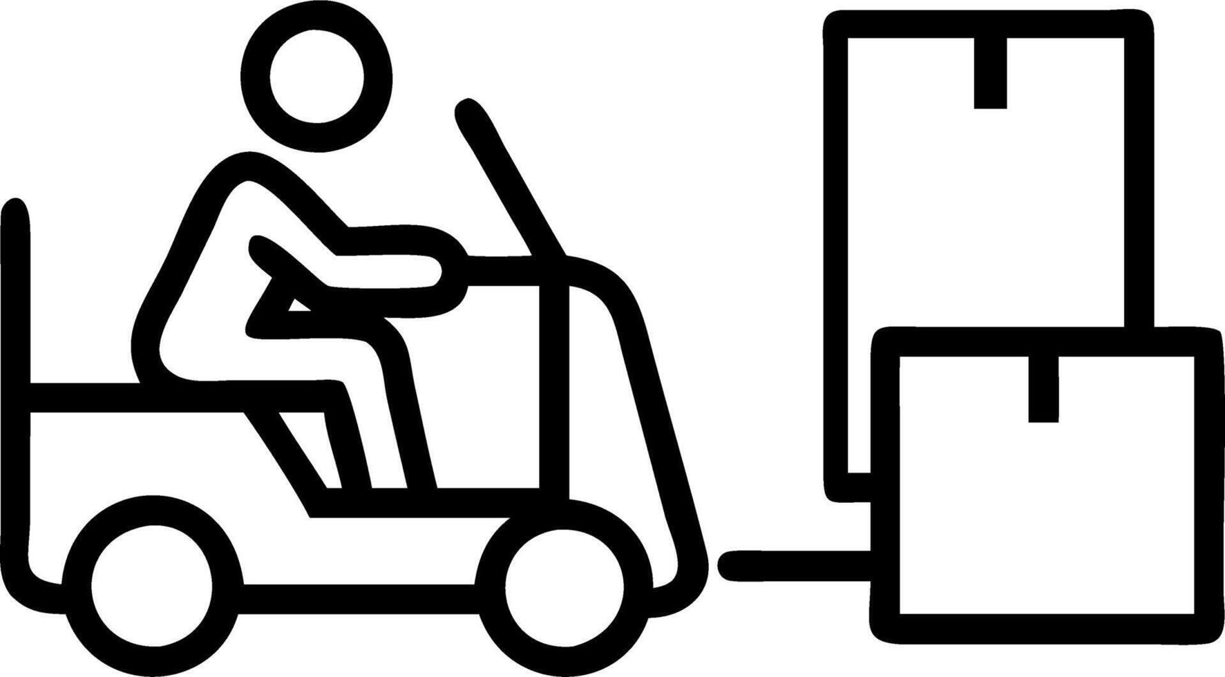 African American forklift operator in warehouse organizes boxes responsibly focusing on schedule synergy brand lift distribution and strict safety standards vector