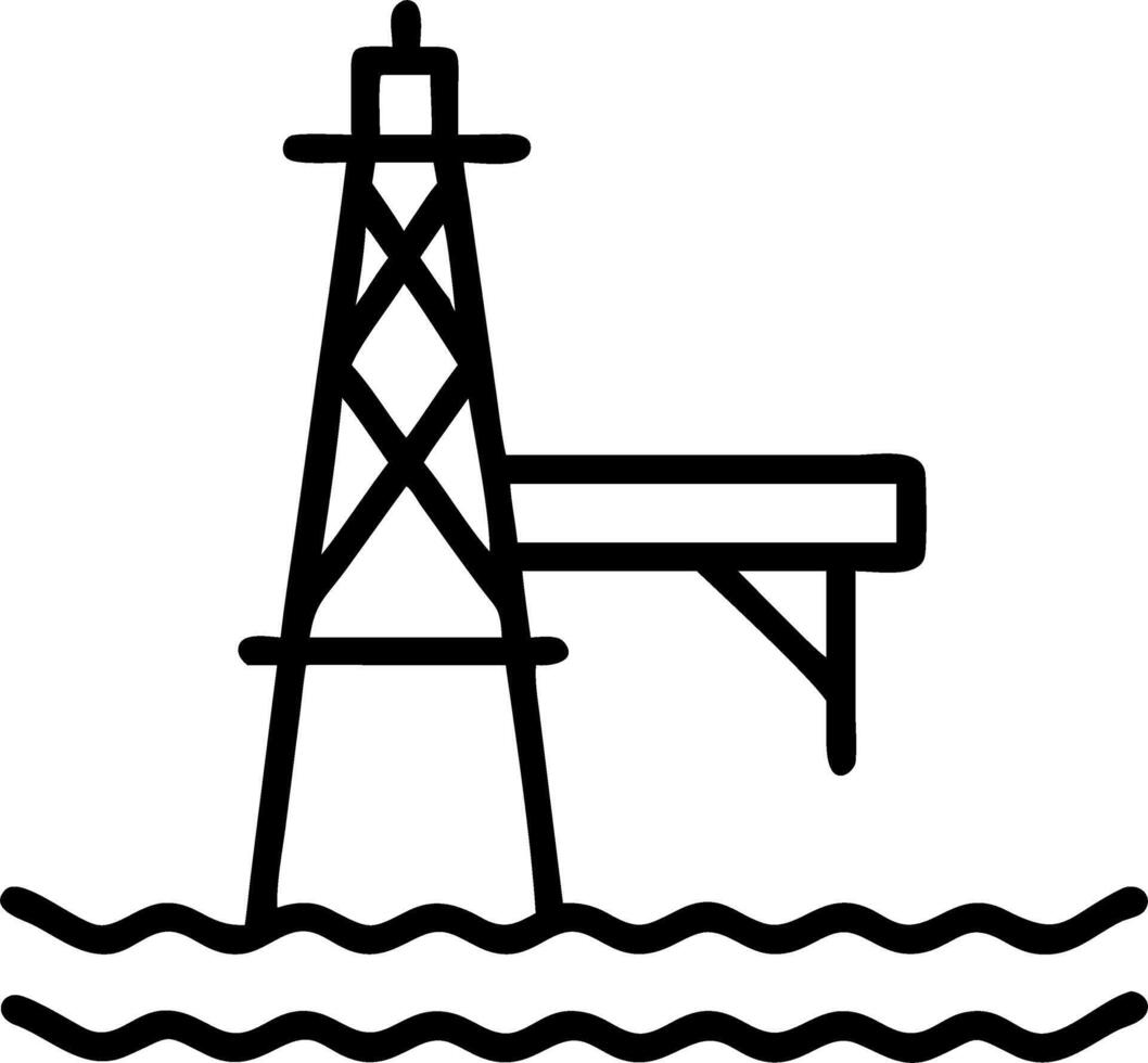 Aerial view of tall yellow structure extending over vibrant blue ocean waters showcasing industrial setting above sea Set 2 vector