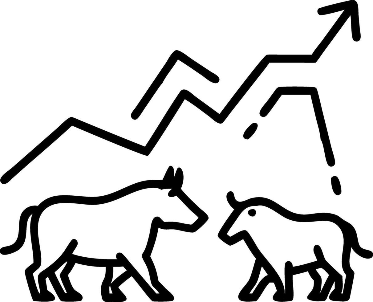 Abstract financial chart with bulls and bear in stock market on blue color background vector