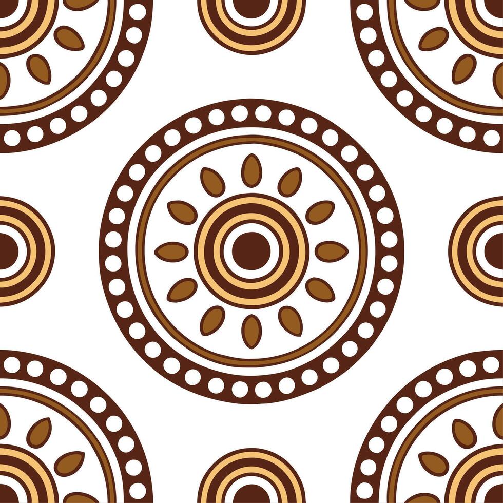 Aboriginal dot art and traditional patterns seamless tile pattern with earthy tones and cultural motifs for authentic decor vector