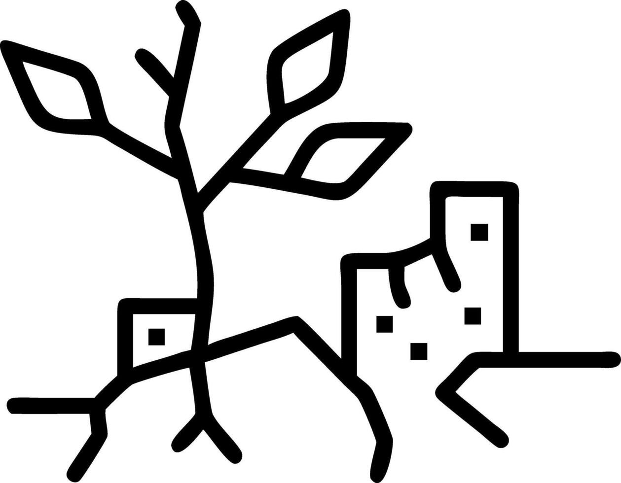 A single sapling growing in to cracked urban landscape embodying hope and the potential for growth amidst economic decay vector