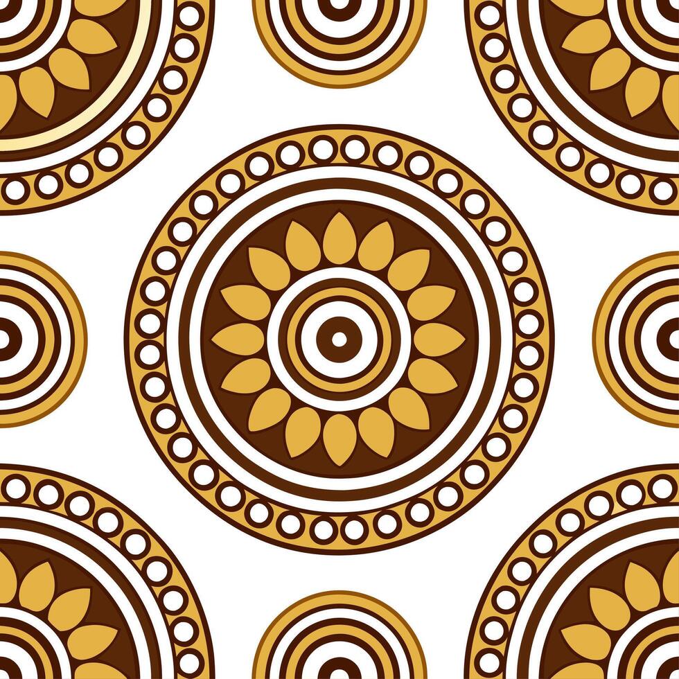 Aboriginal Dot Art seamless tile pattern with earthy tones and traditional motifs for authentic decor vector