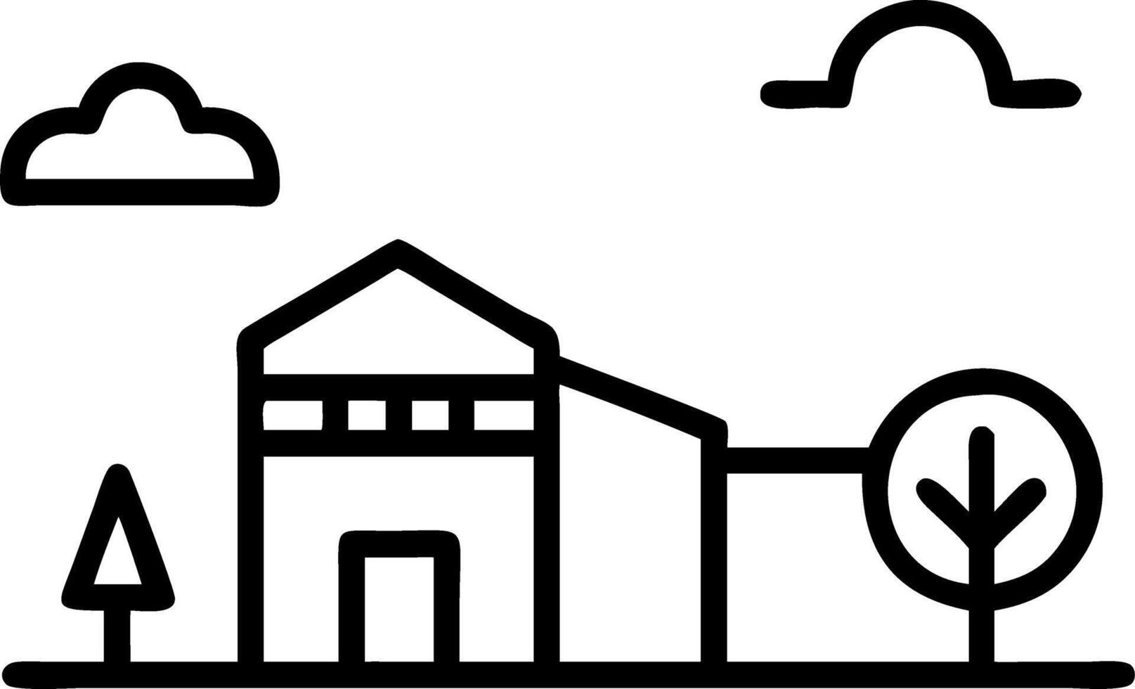 A schoolyard featuring to basketball court and exterior of to school building captured in warm sunny evening light with playground area Set 2 vector