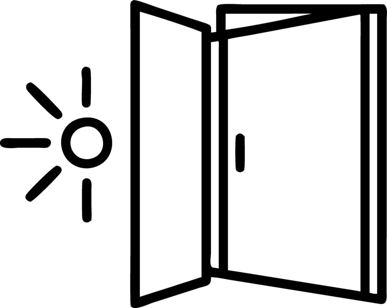 A rustic door opening to to new dawn representing the hopeful pursuit of opportunities amidst economic challenges in symbolic illustration vector
