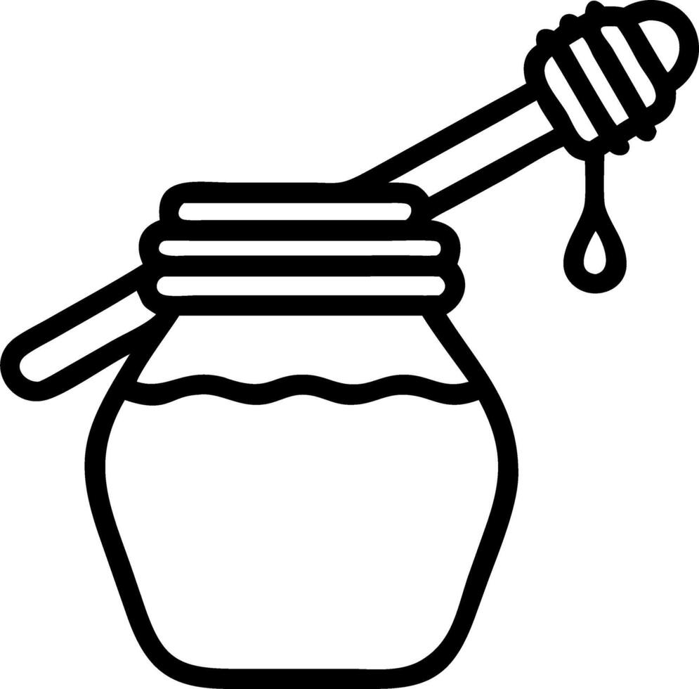 A jar of honey with to wooden dipper vector