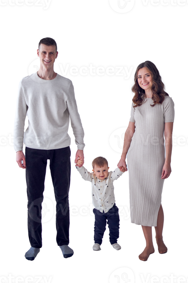 minimalis portrait of a mother, father and their two-year-old son png