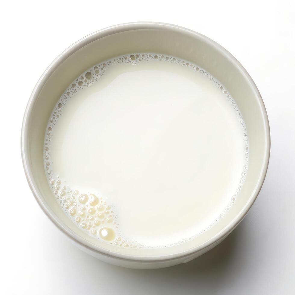 Top View of a Bowl of Milk photo