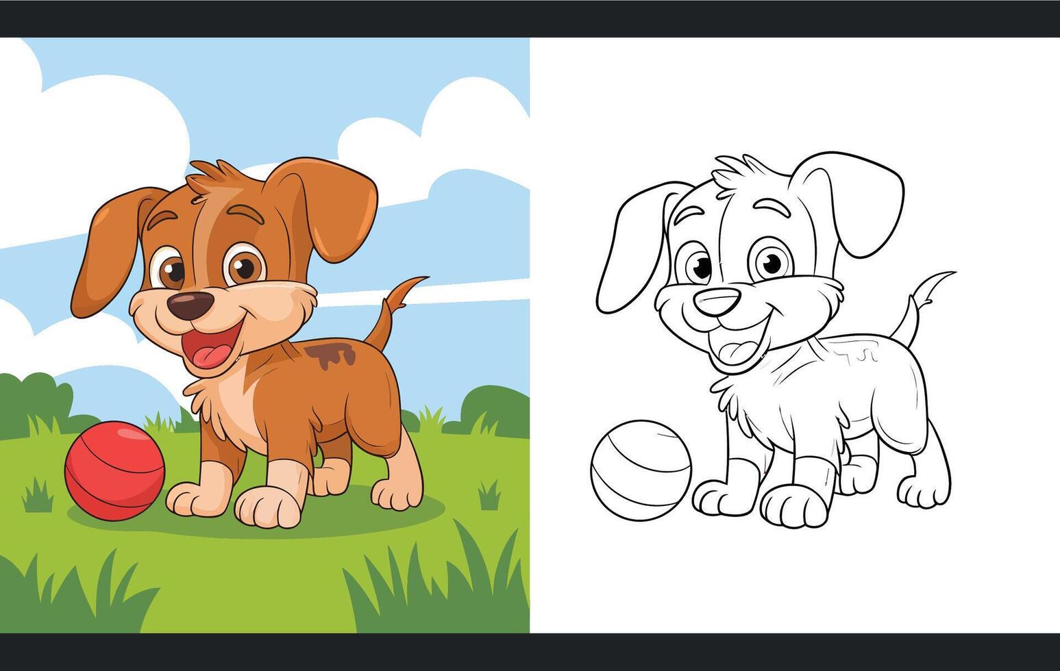 Cartoon dog coloring page vector