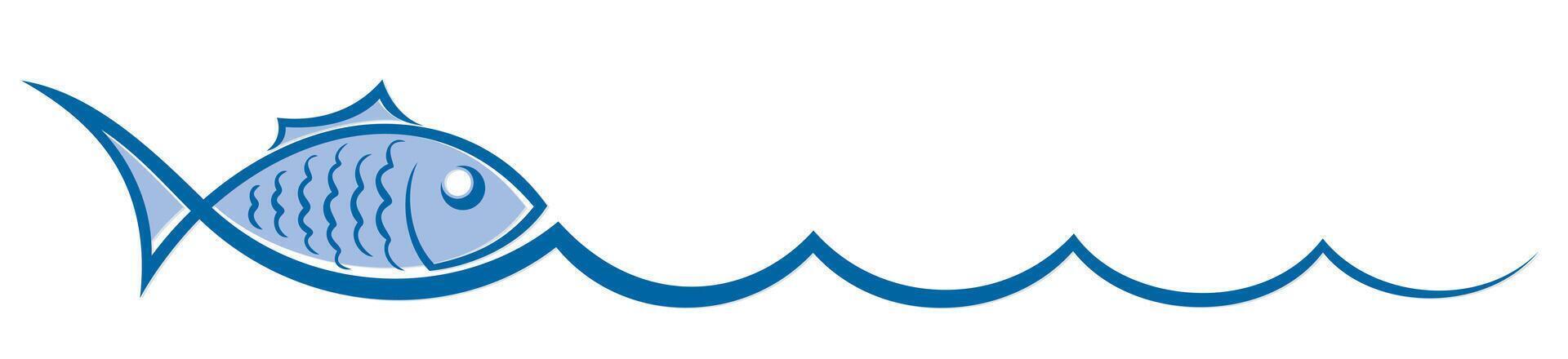 Fish with wave. vector