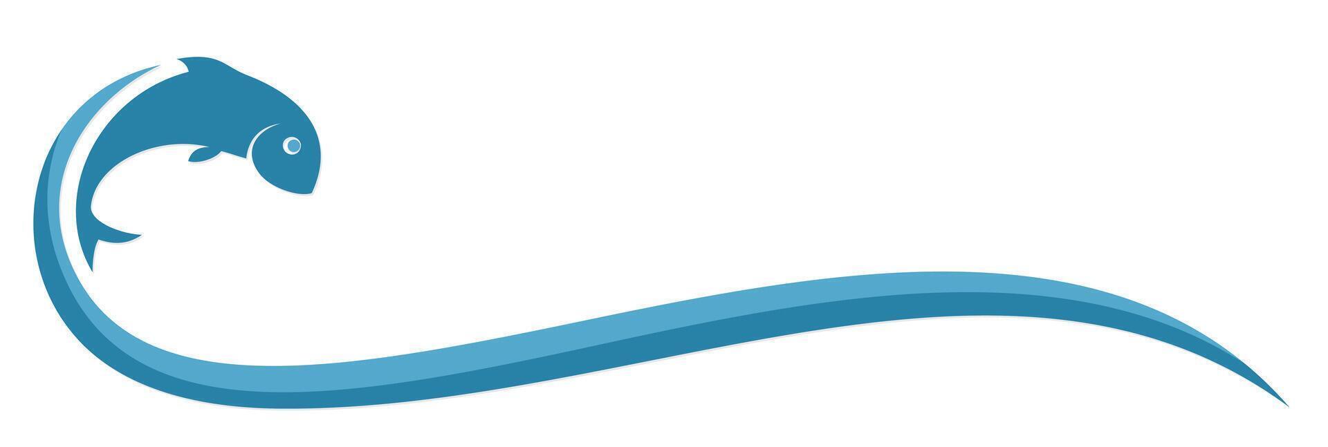 Logo fish with wave. vector