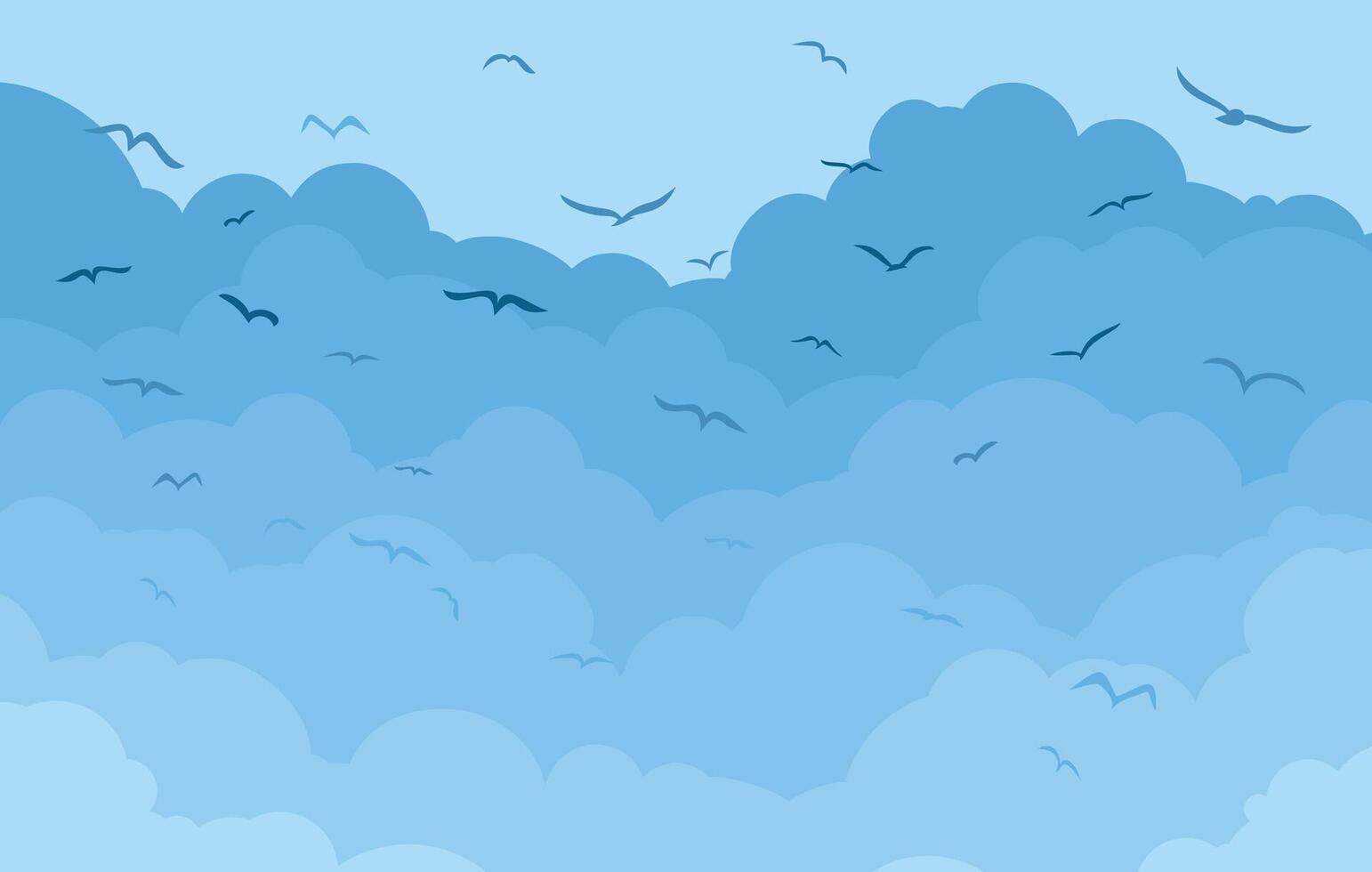 Clouds with birds. vector