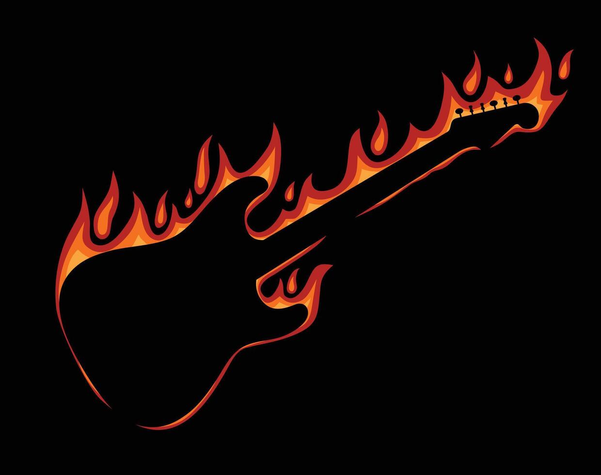 The electric guitar with fire. vector