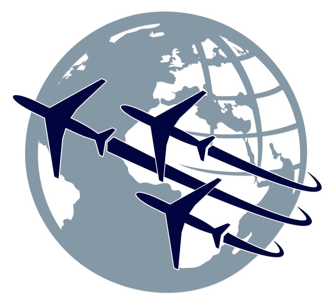 Planes with globe. vector