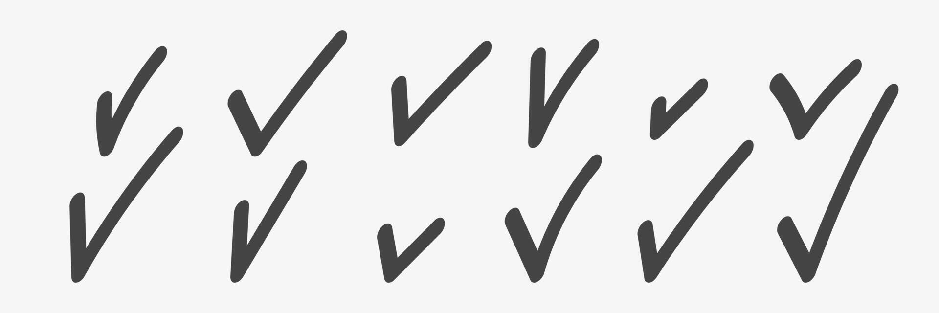 Set of hand drawn checkmark marker vector