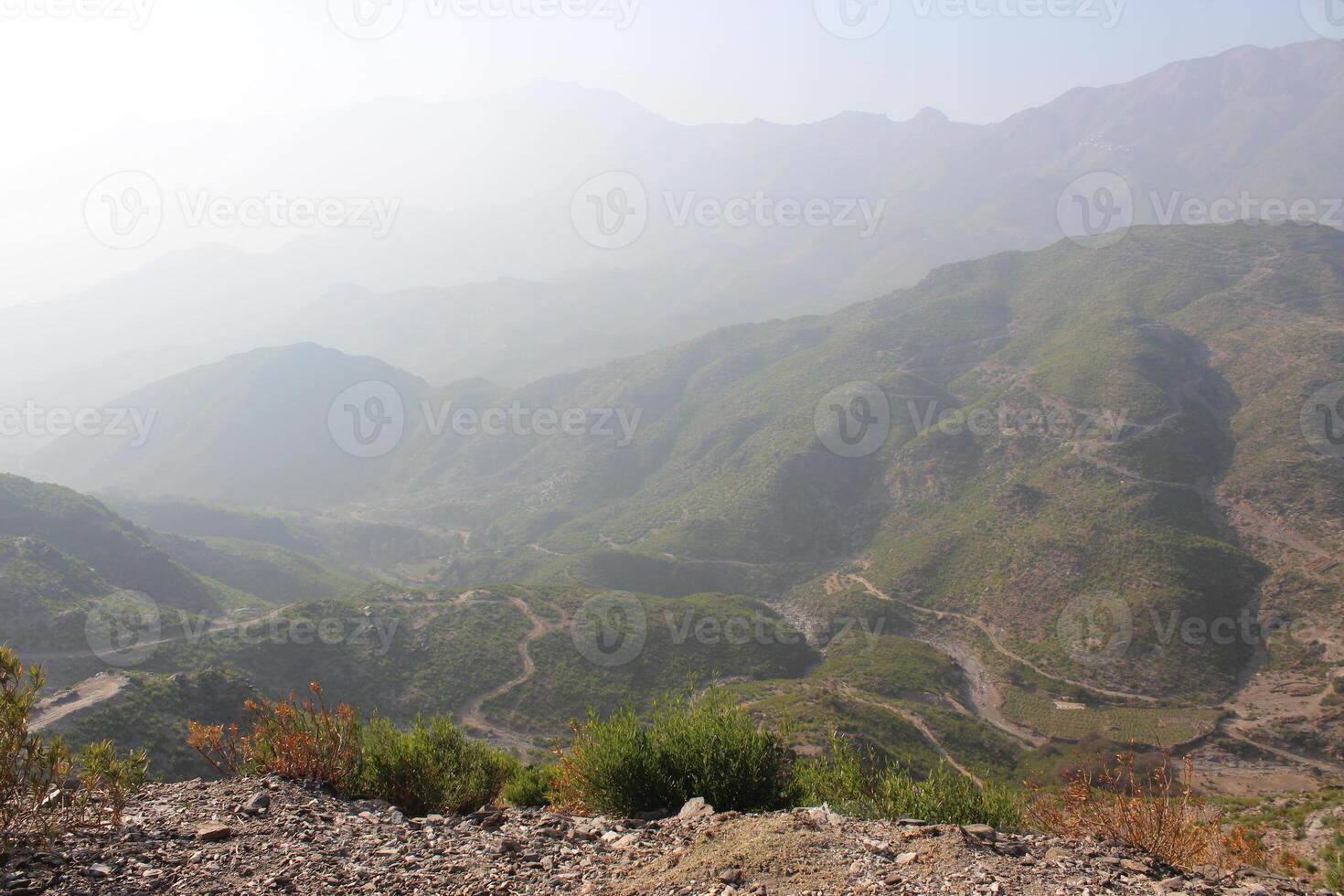 A view of a mountain range. photo
