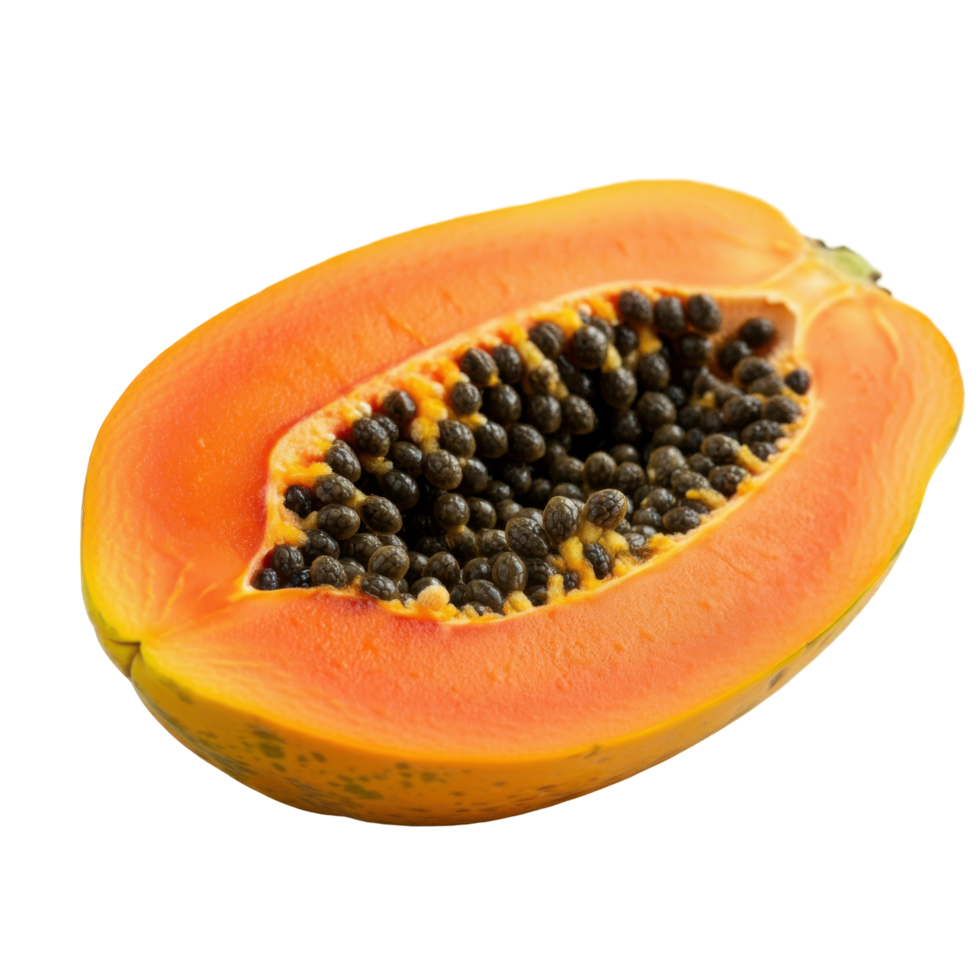 Vibrant ripe papaya slice showing juicy, smooth pulp with orange texture, ideal for highlighting health-focused tropical food photography png