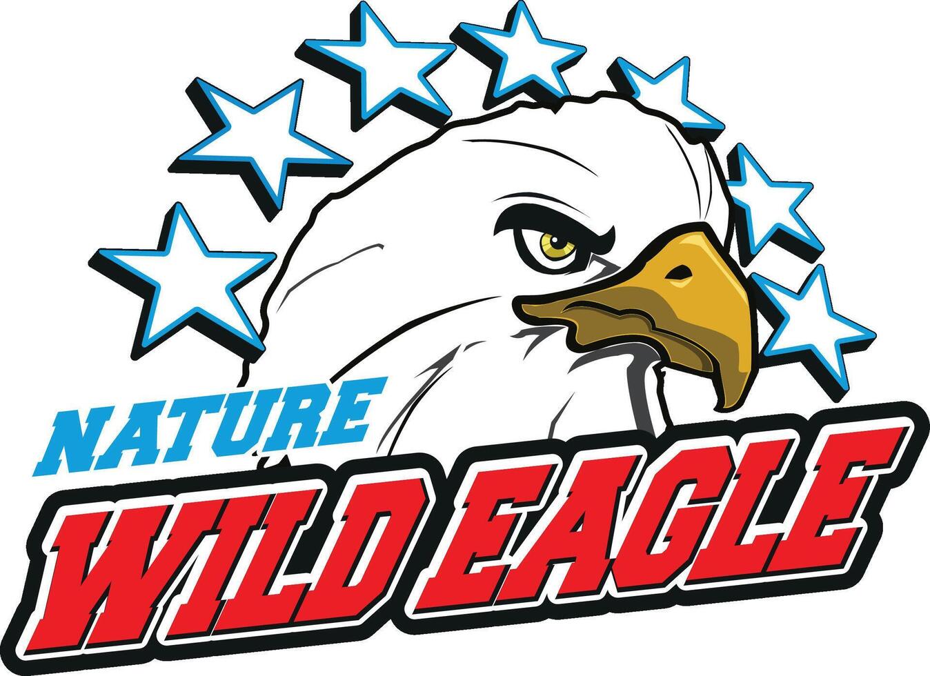 illustration of eagle head with stars and written vector