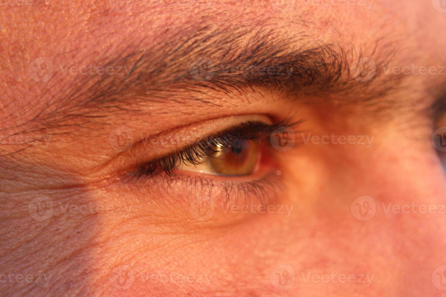 A close up of a man's eye photo