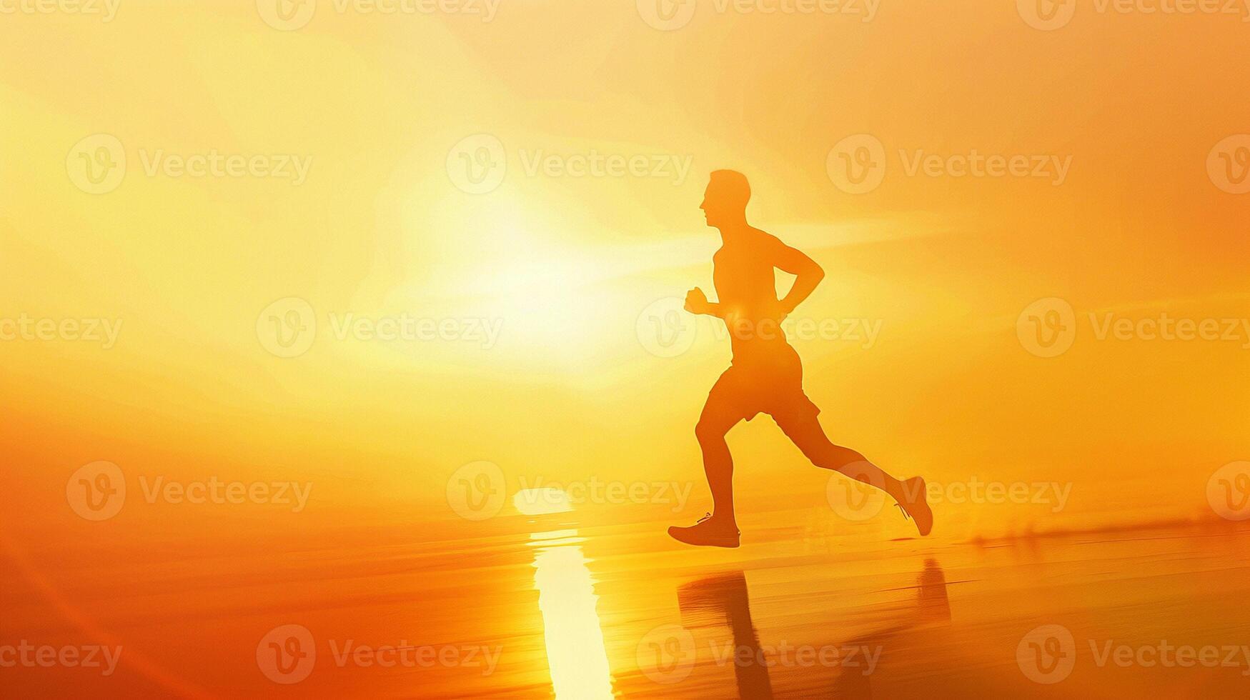 Healthy man running in early morning image copy space, . Strong athlete training outdoors banner background blurred. Active lifestyle demonstration concept photography copyspace photo