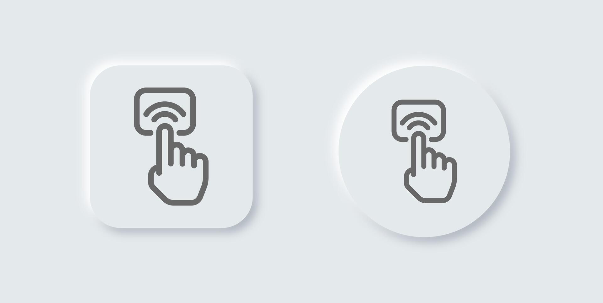 Touch screen icon with finger and hand on white button vector