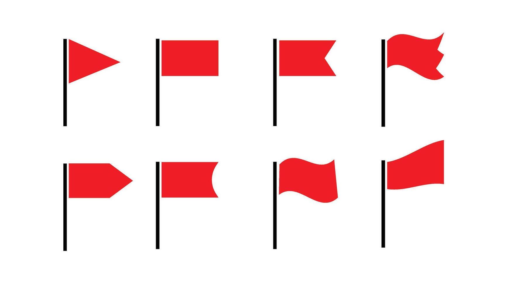 Collection of Red Flag Designs in Various Shapes and Styles vector