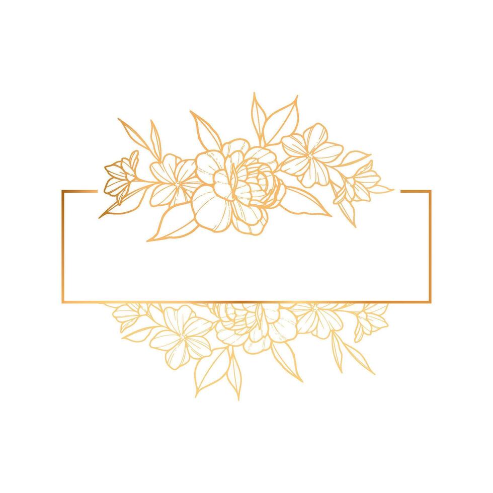 Golden floral frame vector