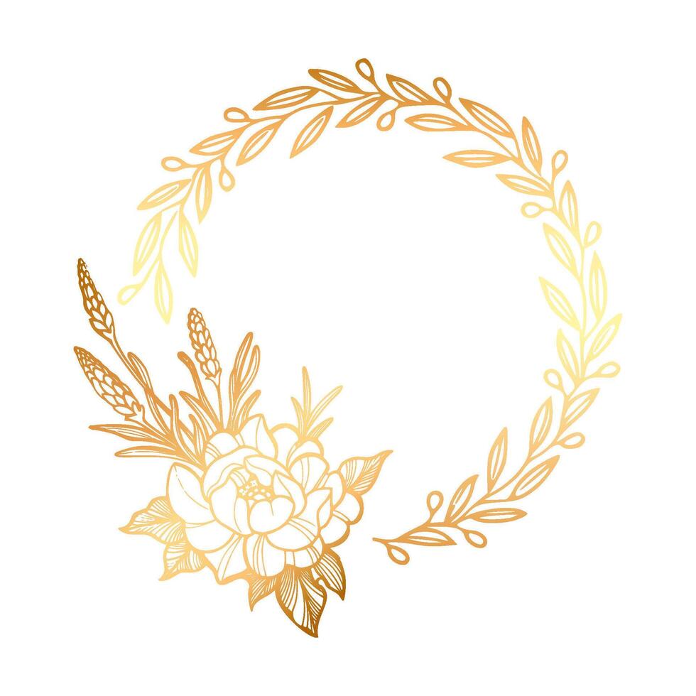 Golden floral wreath vector