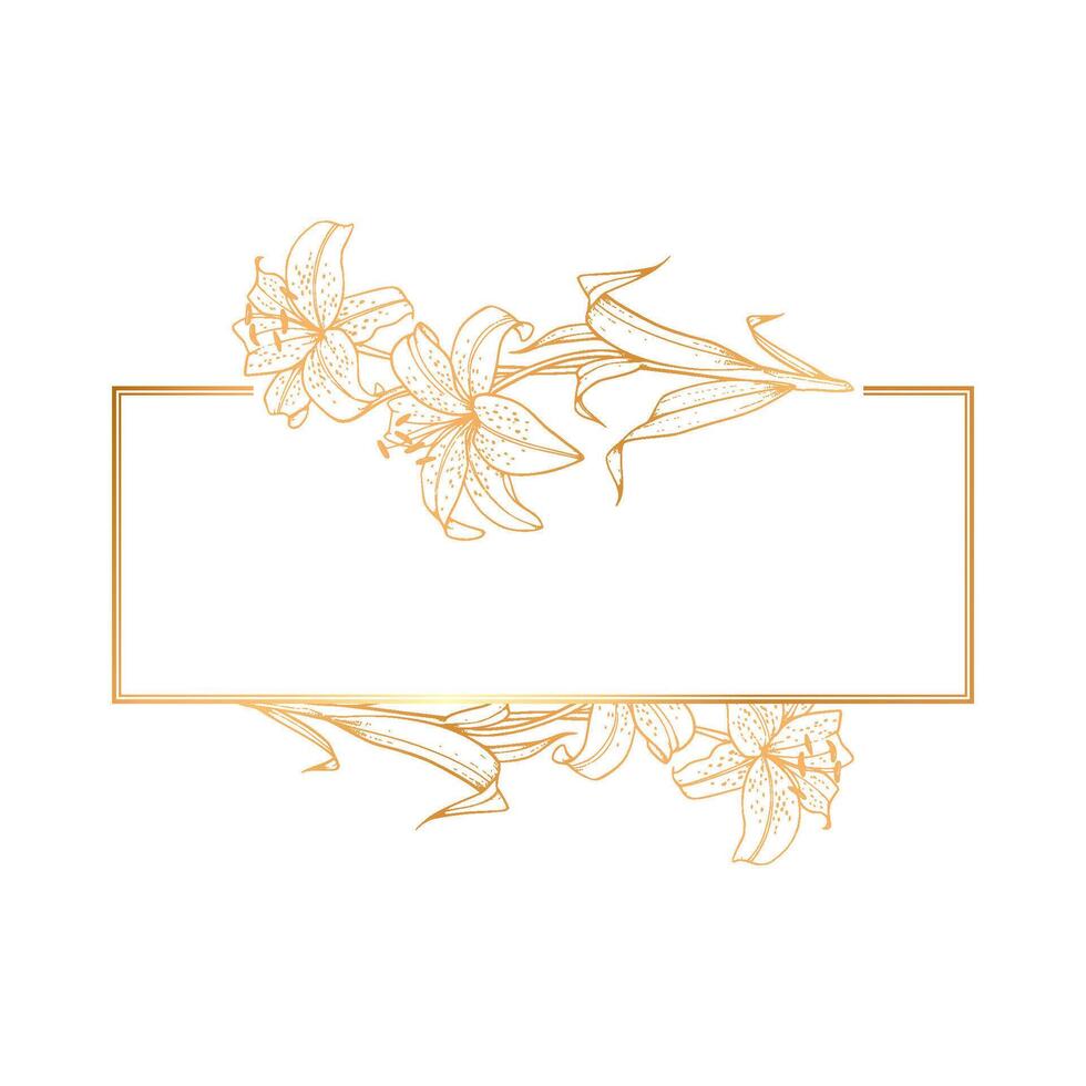 Gold frame with flowers vector