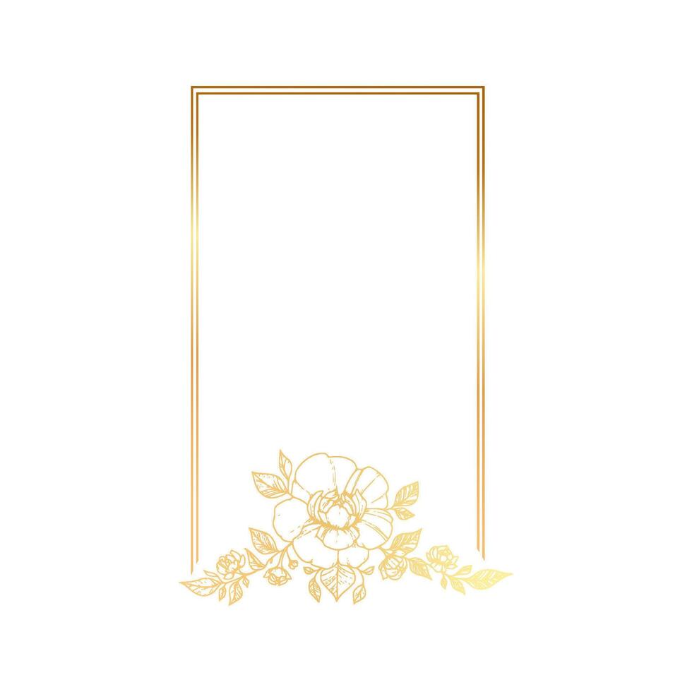 Gold frame with flowers on a white background vector