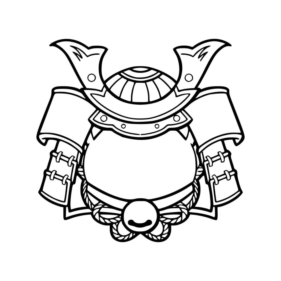 A samurai helmet with a sword and shield vector