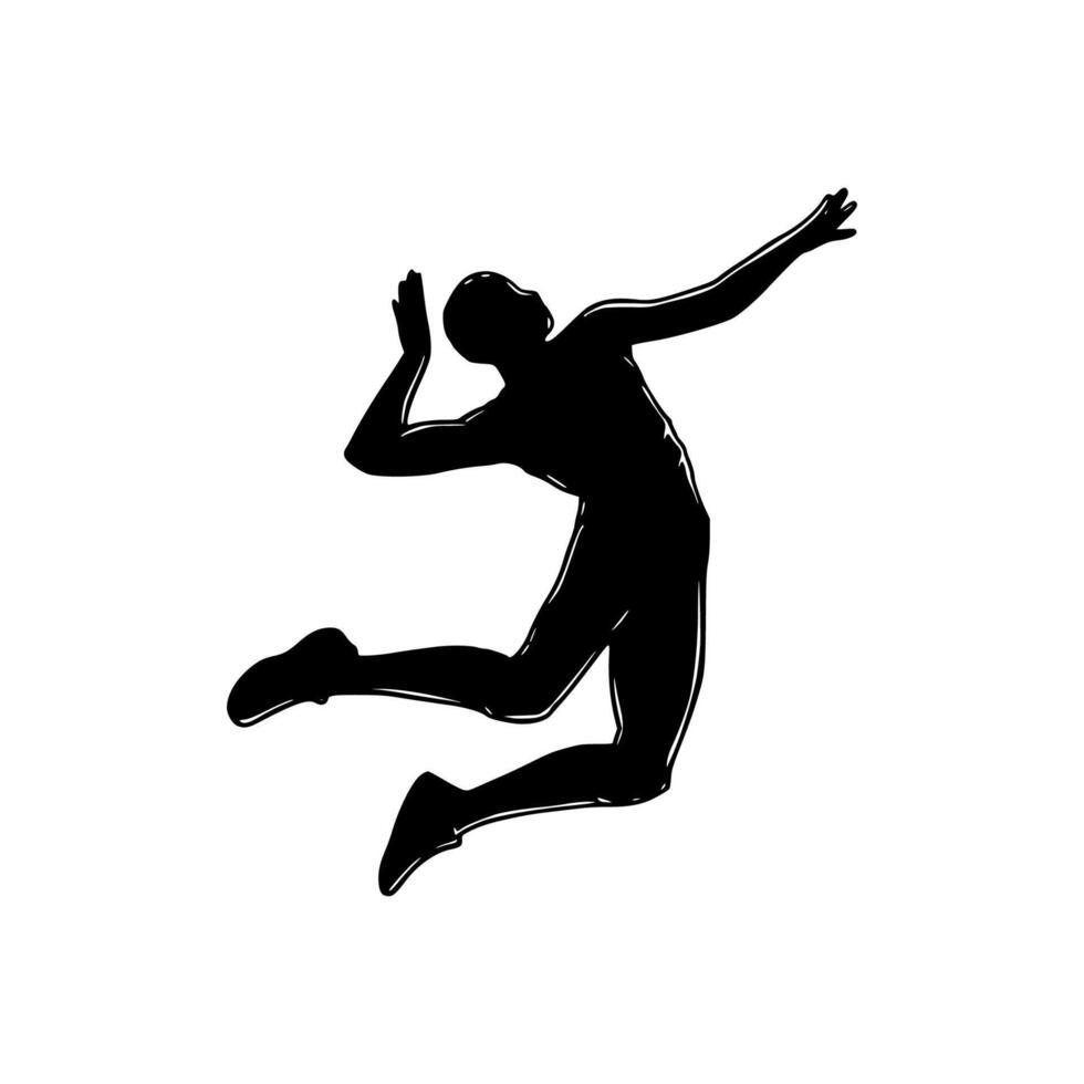 A silhouette of a man jumping in the air vector