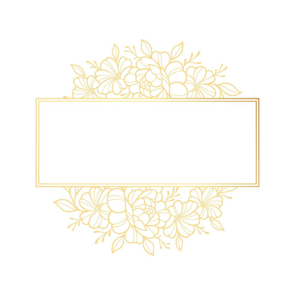 Gold floral frame with a blank space for text vector